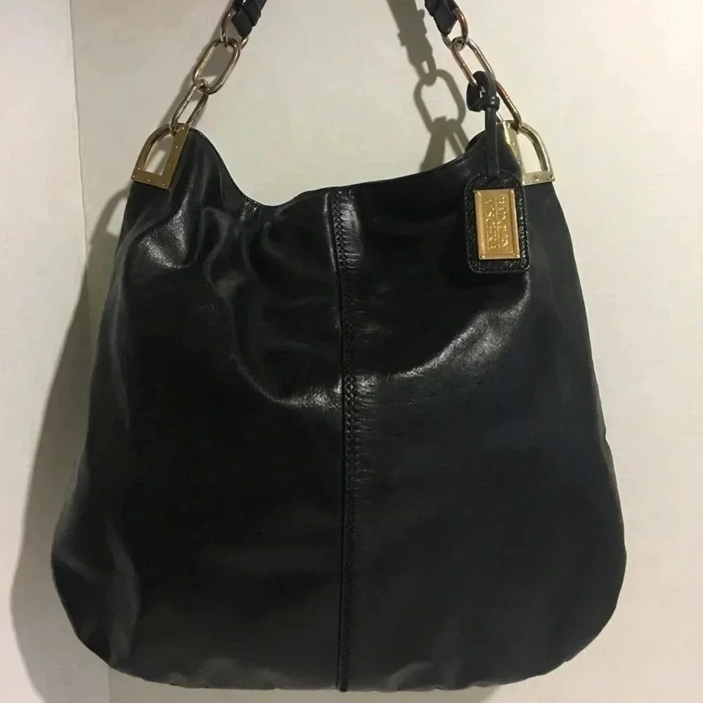 Badgley mischka Black leather hobo handbag